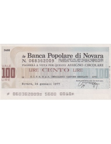100 lire S.I.S.A. S.p.A. Imballaggi Cartone Ondulato - Asti - 24.01.1977 - (BPN29) FDS