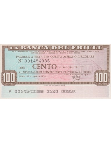 100 lire Associazione Commercianti Provincia di Udine - 22.12.1976 - (BDF2) FDS