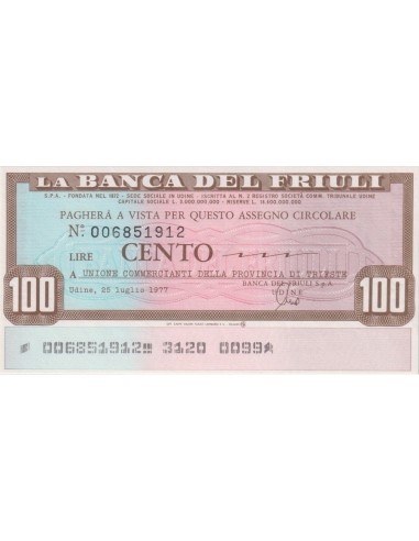 100 lire Unione Commercianti della Provincia di Trieste - 25.07.1977 - (BDF9) FDS