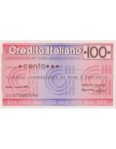 100 lire Unione Commercianti di Roma e Provincia - 01.03.1976 - (CRIT4) FDS