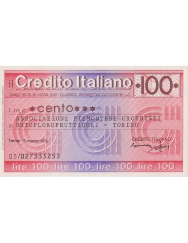 100 lire Ass. Piemontese grossisti Ortoflorofrutticoli - To - 15.03.1976 - (CRIT13) FDS