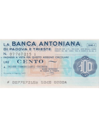 100 lire  Unione Commercianti - Trieste - 04.07.1977 - (BAPT13) FDS